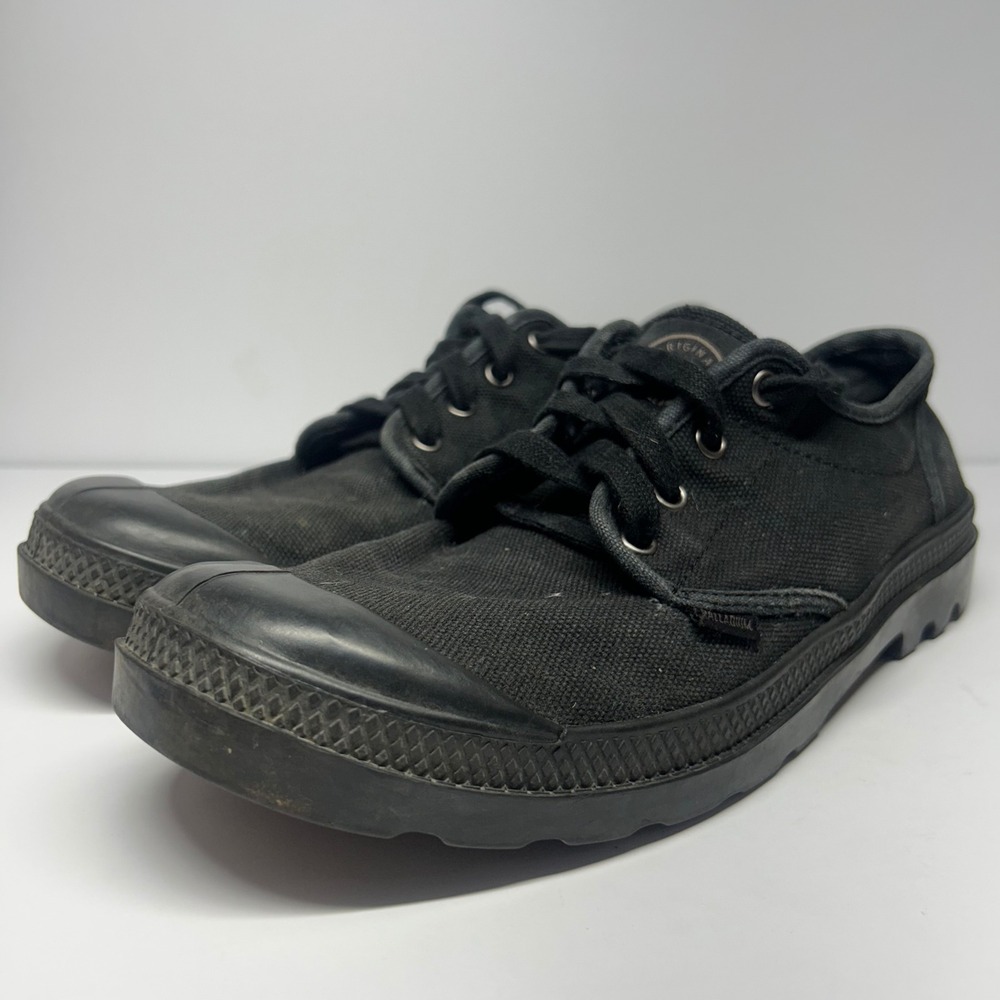 Palladium Pampa Oxford Black Canvas Sneakers Mens 10.5 Low Top Lug Sole 02351060